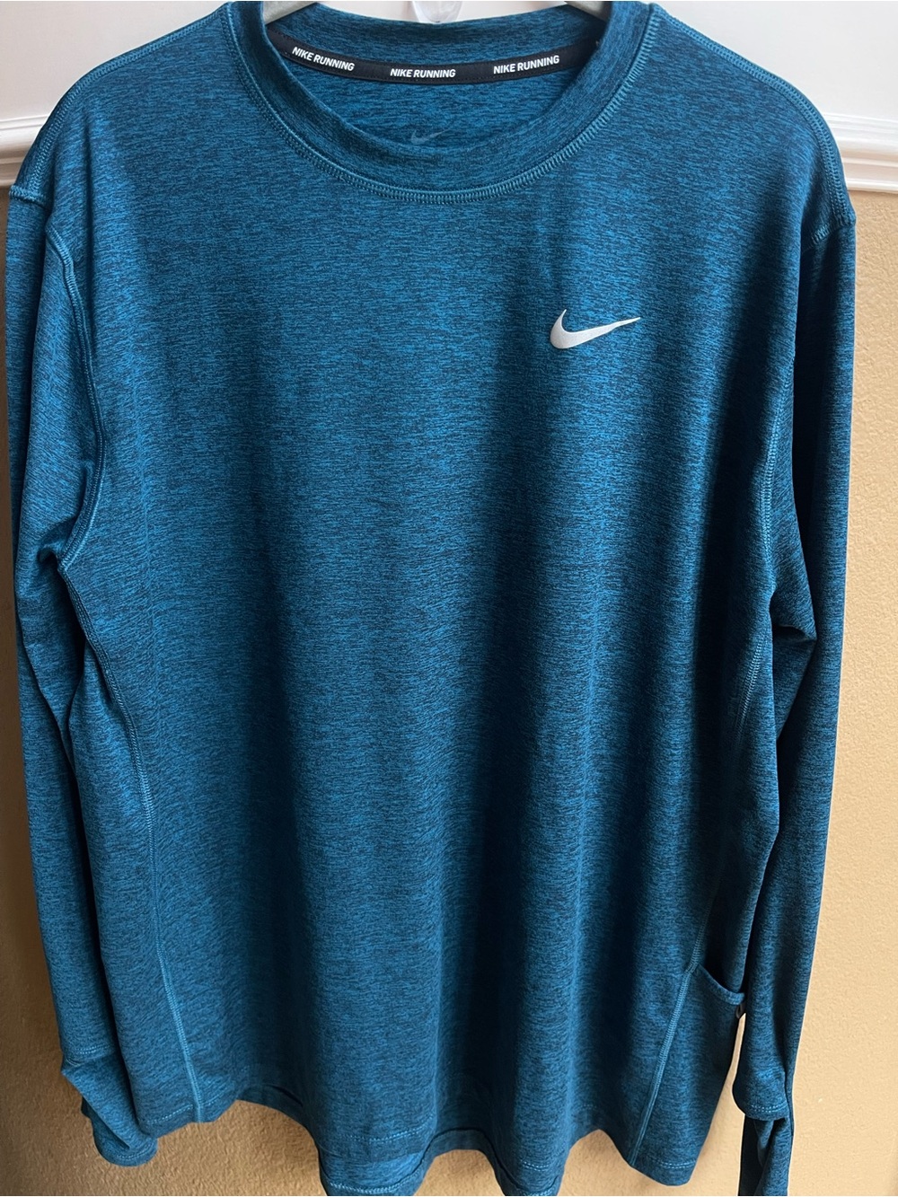 Nike Women's Element Dri-Fit Long Sleeve Running Shirt Teal Heather 928741 - Picture 9 of 9